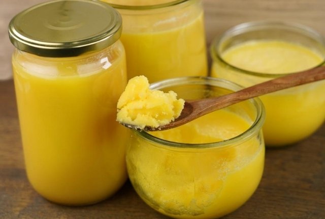 Jars of golden cow ghee