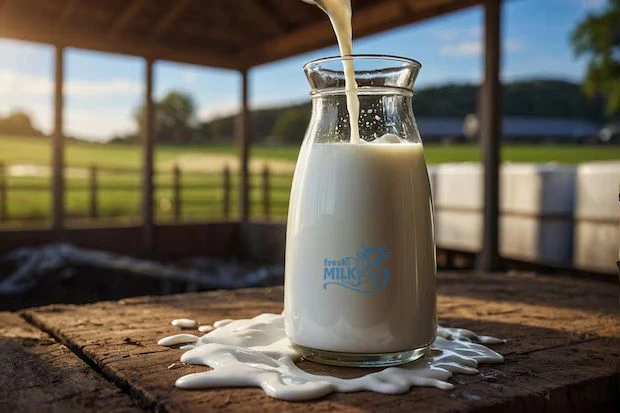 Dairy farm milk pour